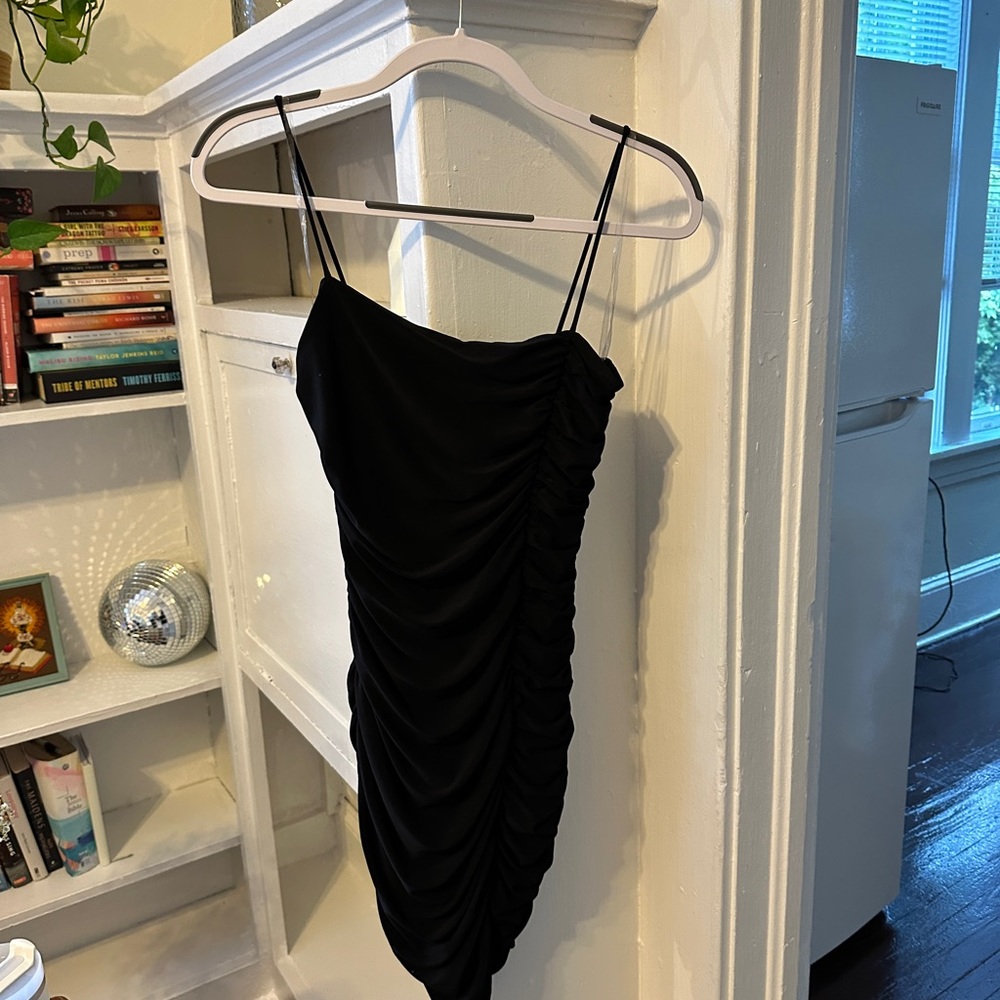 Black ribbed mini dress